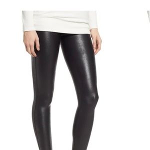 Faux leather black Spanx. Worn once. Excellent condition!